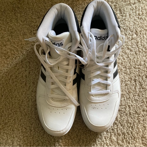 Adidas Men's White and Black High-Top Sneakers - Picture 1 of 2